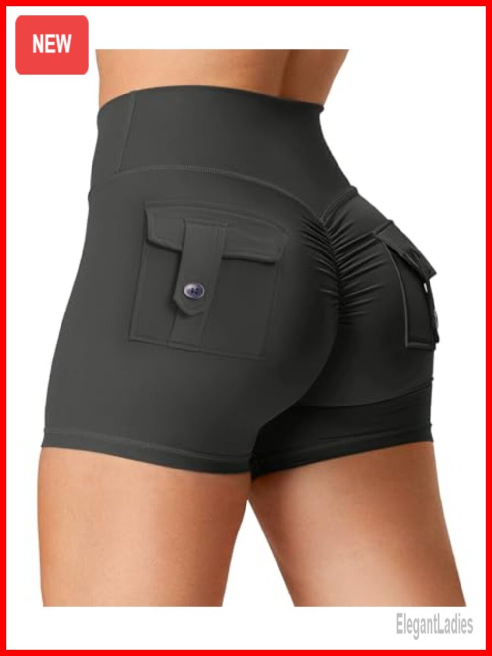 Scrunch Butt Lifting Workout Shorts with Pockets High Waist Biker Yoga Cargo